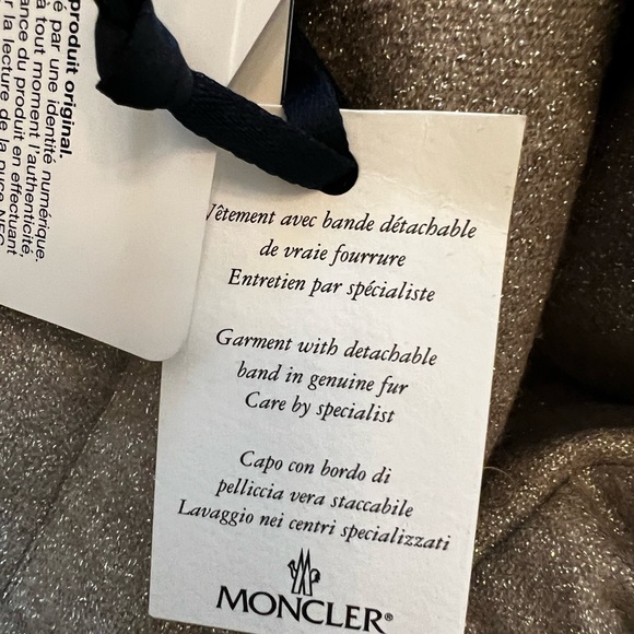 Moncler Grey Cardamine Faux Fur-trimmed Metallic Wool Down Jacket Size Small - Picture 7 of 9